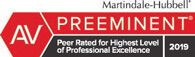 Martindale-Hubbell AV Preeminent Peer Rated For Highest Level of Professional Excellence 2019