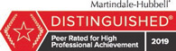 Martindale-Hubbell distinguished Peer Rated For High Level of Professional Achievement 2019
